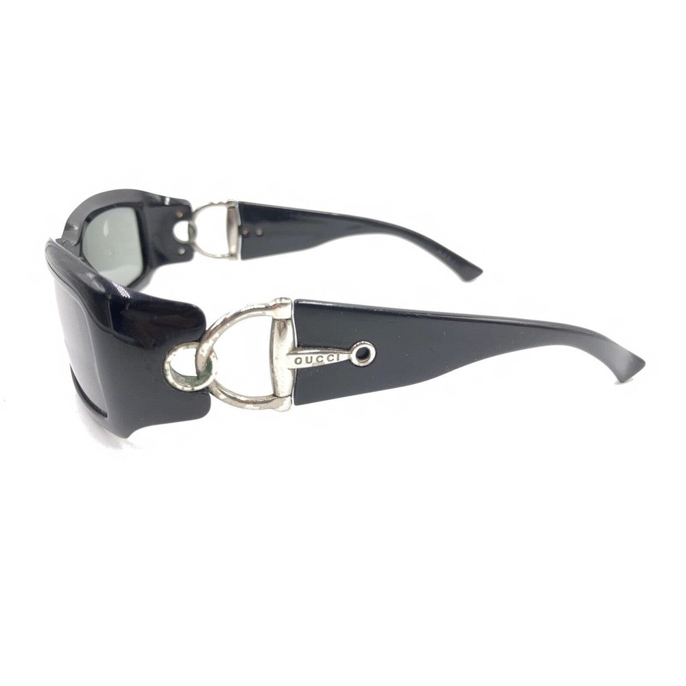 Gucci Black Silver Rectangle Wrap Sunglasses Gray… - image 7